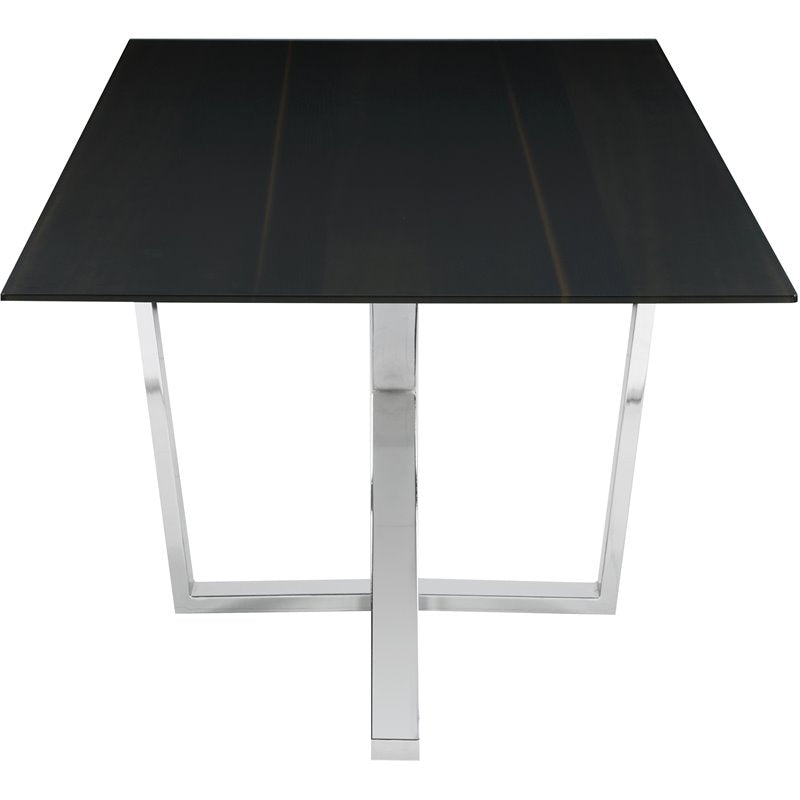 Neveen Rectangular X Cross Dining Table in Black and Chrome