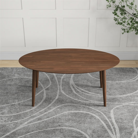 Mid Century Modern Style Solid Wood Walnut Oval 67" Dining Table