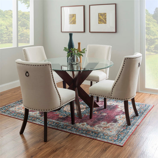 Hale Wood and Glass Five Piece Dining Set in Espresso and Natural