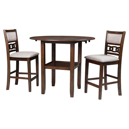 Classic Furniture Gia 42" Counter Drop Leaf Table w/ 2 Chairs in Cherry