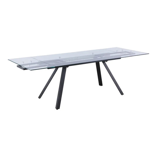 Modern Steel and Glass Extendable Dining Table