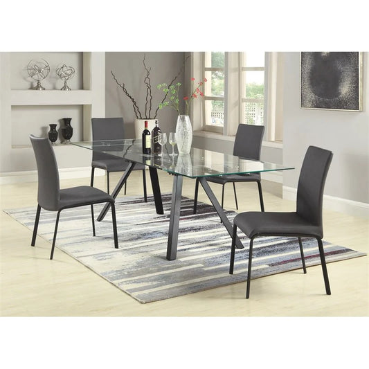 Modern Steel and Glass Extendable Dining Table